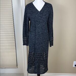 Rain + Rose Long Sweater, Duster, Open Cardigan, Grey Women's Size L